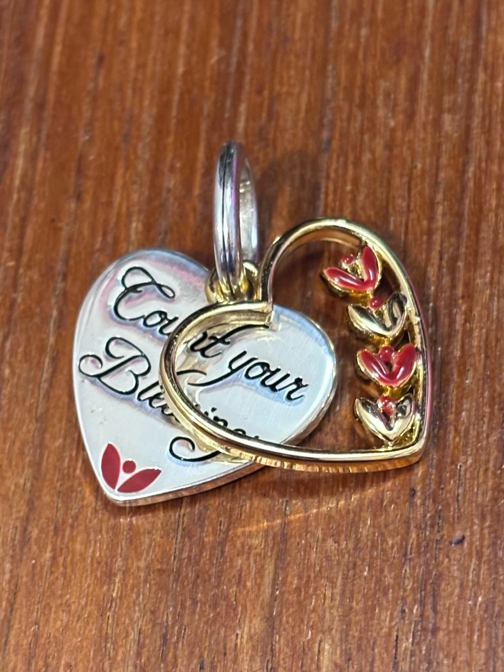 🦃Listing! Brighton Grateful charm Gold Silver Heart reads Count your Blessings - Picture 2 of 8